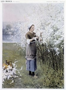 Bahar: Çiçek toplayan kadın - hasta. R. Knight, c. 1905 by Daniel Ridgway Knight