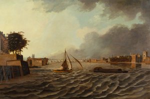 Westminster Köprüsü ve Lambeth Sarayı ile Thames
