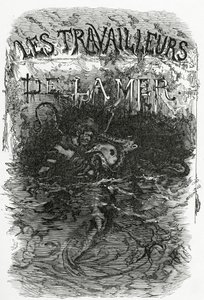 Les Travailleurs de la Mer romanı için illüstrasyon, 19. Yüzyıl (bw gravür) by Daniel Urrabieta Vierge