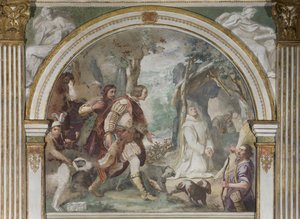 1629 Calabria Roger ile Saint Hugh toplantı by Daniele Crespi