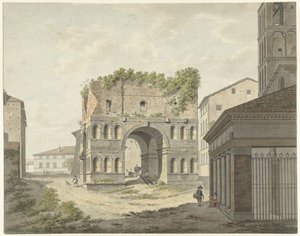 Janus quadrifons kemeri ve Roma'daki Velabro'daki S. Giorgio'nun bir parçası