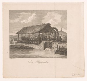 Su çarkı ile çalışan pirinç değirmeni Bir Pirinç Değirmeni (nesne üzerindeki başlık) by Daniël Veelwaard (I)