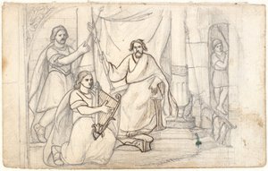 David, Saul için arp çalıyor by Dankvart Dreyer