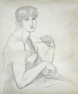 Oturan, Kolye Tutan Bir Kadın, Sağda Başka Bir Kadın Figürü, by Dante Gabriel Charles Rossetti