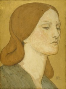 No.1575 Yeşil elbiseli bir kızın başı (Elizabeth Siddal), 1850-65 by Dante Gabriel Charles Rossetti