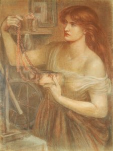 Şafakta Yükseldi - Gretchen Fausts Mücevherlerini Keşfediyor , 1868 (kağıt üzerinde tebeşir) by Dante Gabriel Charles Rossetti