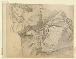 Ruth Herbert uyuyor by Dante Gabriel Charles Rossetti