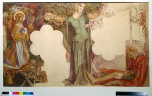 Sir Lancelot's Vision, Oxford Union'daki fresk resmi için çalışma by Dante Gabriel Charles Rossetti