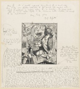 St Cecilia The Moxon Tennyson, c.1857 (tahta gravür ve kağıt üzerine kurşun kalem) by Dante Gabriel Charles Rossetti