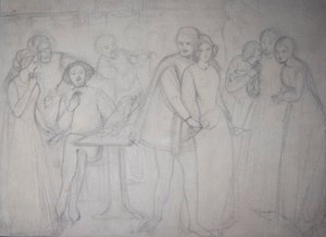 Benedick ve Beatrice için Çalışma by Dante Gabriel Charles Rossetti