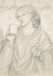 'Sevgi Dolu Kupa' Çalışması (kağıt üzerine kalem) by Dante Gabriel Charles Rossetti