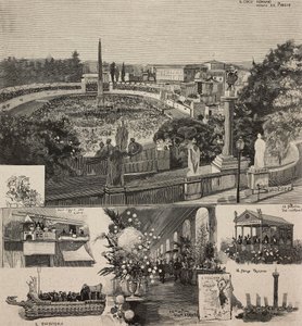 Piazza del Popolo'daki Karnaval Festivali, Pincio tepesinden görülüyor, Roma, İtalya, Dante Paolocci'nin çizim sonrası gravürü, L'Illustrazione Italiana'dan, Yıl XX, Sayı 8, 19 Şubat by Dante Paolocci