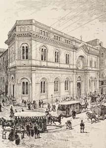 Via Nazionale'deki Evanjelik kilisesi, Roma, İtalya, L'Illustrazione Italiana'dan Dante Paolocci'nin çiziminden gravür, No 15, 13 Nisan