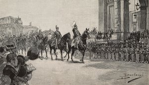 Kral Umberto I'in doğum günü için Makao'da Askeri Geçit Töreni, 14 Mart by Dante Paolocci