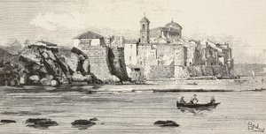 Neptün'ün görünümü, İtalya, L'Illustrazione Italiana'dan Dante Paolocci'nin çiziminden gravür, No 12, 23 Mart by Dante Paolocci