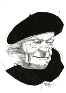 Giuseppe Ungaretti, 2024 (dijital olarak geliştirilmiş karakalem çizim)