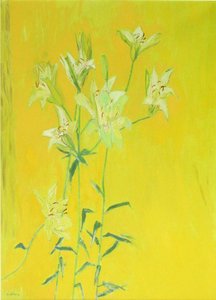 Sarı üzerine Lilyumlar (tuval üzerine yağlı boya) by David Alan Redpath Michie