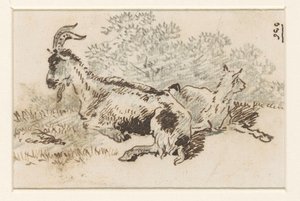 Bir manzarada keçi ve genç by David Alphonse de Sandoz Rollin