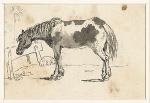 Ayakta duran at ve yalancı bir köpek by David Alphonse de Sandoz Rollin