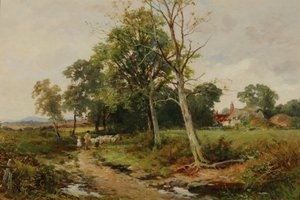 Bir Worcestershire Lane Sahnesi, c.1904 by David Bates