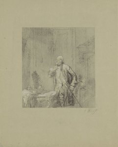Bir on sekizinci yüzyıl iç bir aynanın önünde adam Eski günlerden bir yağ by David Bles