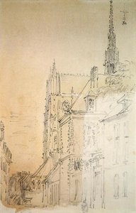 Sokakta Bir Katedral (tebeşir ve kağıt üzerinde yıkama) by David Cox