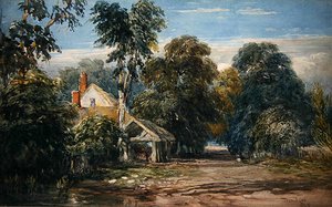 Bir Ormanın Kenarında Bir Kulübe ve Byre by David Cox
