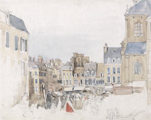 Bir Fransız Pazar Yeri, c.1829 (kağıt üzerinde grafit üzerinde w/c) by David Cox