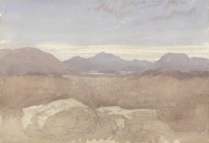 A Mountainous View, Kuzey Galler, c.1818 (kağıt üzerinde w/c ve grafit) by David Cox
