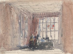 Figürlü Bir Tudor Odası, Muhtemelen Hardwick Hall veya Haddon Hall by David Cox