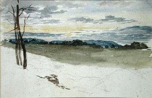 Gün Batımında Bir Orman Manzarası (kağıt üzerine kalem ve suluboya) by David Cox