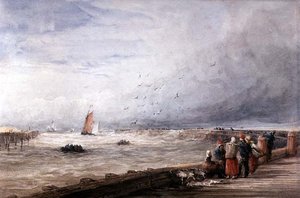 Calais İskelesi (kağıt üzerine sulu boya) by David Cox