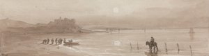 Sahil, Harlech Kalesi ile Gün Batımı by David Cox