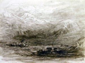 Snowdonia (kağıt üzerinde siyah tebeşir) by David Cox