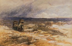 Bettws-Y-Coed, Kuzey Galler yakınlarındaki Turba Toplayıcıları (suluboya) by David Cox