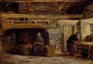 Cottage Interior, Trossavon, Bettws-y-Coed, 1844-1847 yakınlarında. by David Cox the elder