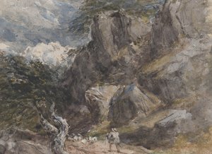 Kayalık Bir Peyzajda Koyun Sürmek, ca. 1846. by David Cox the elder