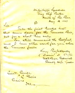 David D. Porter, USS Benton, Red River ağzından Seth Ledyard Phelps, Kahire, Illinois'e mektup, 12 Mayıs 1863 by David D. Porter