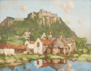 Stirling Kalesi Surlarının Altında (tuval üzerine yağlı boya) by David Gauld