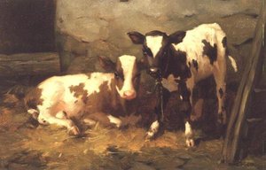 Ahırdaki buzağılar by David Gauld