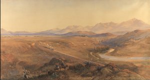 Osmanlı Demiryolunda Bir Buharlı Tren, 1859 (gövde ve gövde rengiyle yükseltilmiş kurşun kalem)