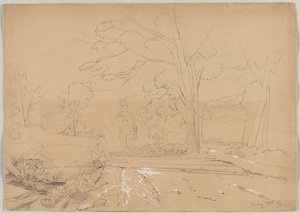 Man Fishing ile Manzara, Conway, New Hampshire, 1851. by David Johnson