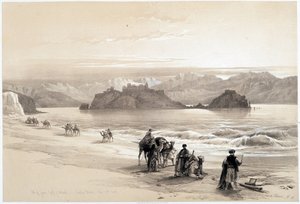Graia Adası, Akabah Körfezi (Akaba veya Akabe), çizim 27/02/1839, “The Holy Land””, Londra 1849 by David Roberts