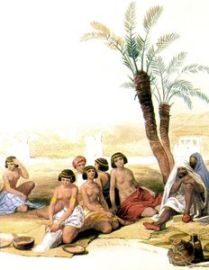 1846-1850 yıllarında Nil kıyısındaki Nubyalı köleler (resim) by David Roberts