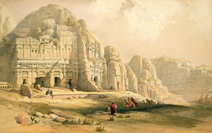 Petra, 8 Mart 1839, Louis Haghe (1806-85) pub tarafından oyulmuş 'Kutsal Topraklar'ın III. Cildinden 96 numaralı levha. 1849 by David Roberts