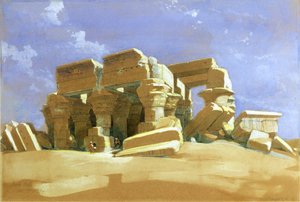 Kom Ombo Tapınağı Portikosu, Yukarı Mısır, 1838 (kağıt üzerinde wc)