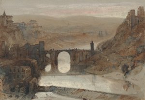 Toledo Köprüsü, Madrid yakınları, İspanya by David Roberts
