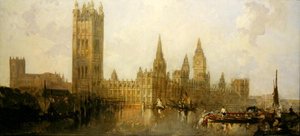 Parlamento Evleri (tuval üzerine yağlı boya) by David Roberts