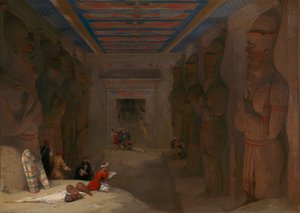Abu Simbel, Mısır'daki Büyük Tapınağın Hipostil Salonu by David Roberts