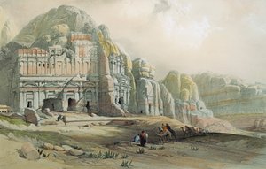 David Roberts tarafından Petra, Ürdün harabelerinin görünümü by David Roberts